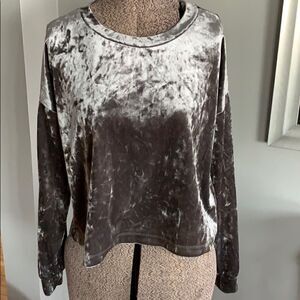Forever 21 stretch crushed velour silver crop top
